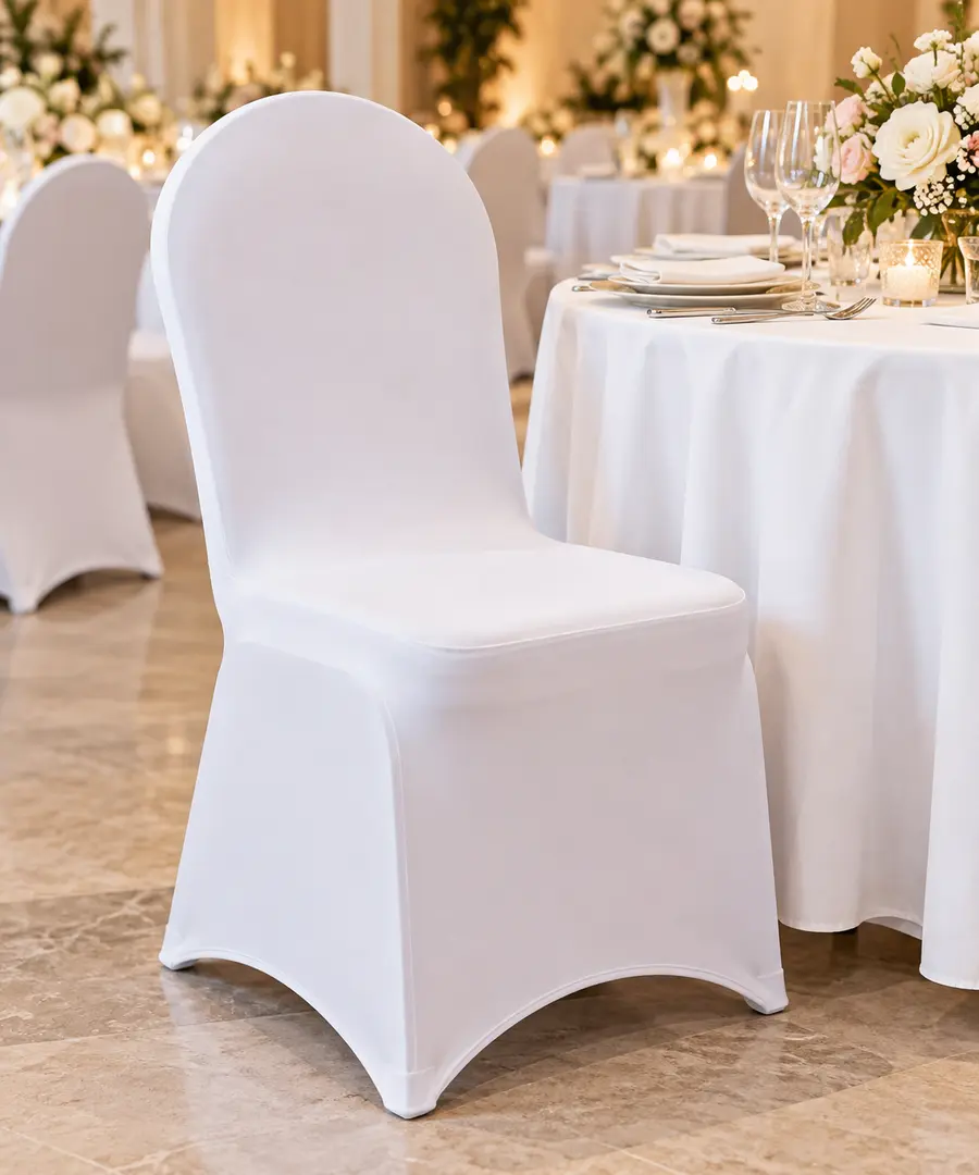 Chaise avec housse blanche