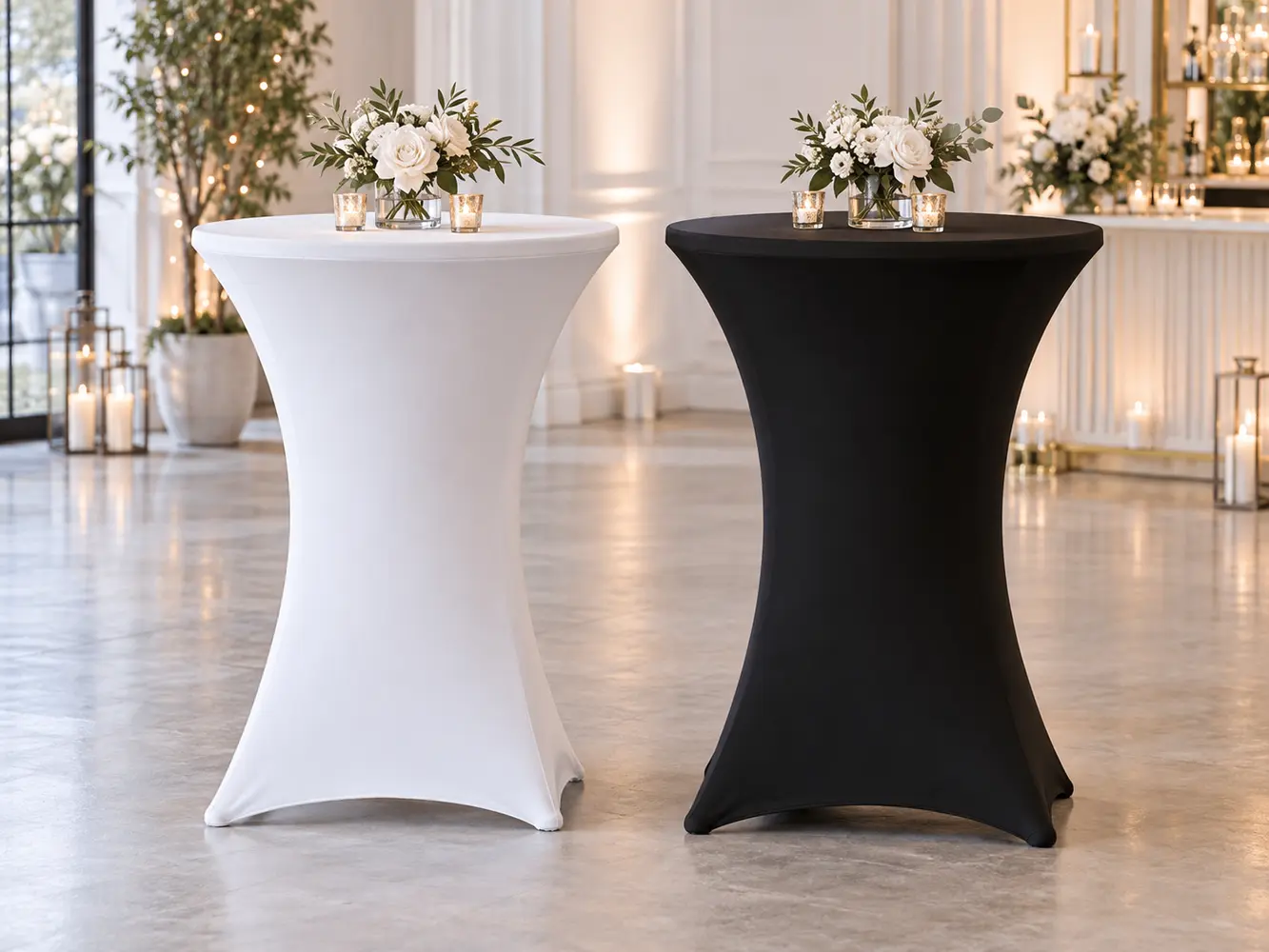 Mange-debout avec housses blanche et noire